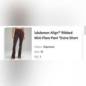 Lululemon align ribbed mini flare pant extra short inseam